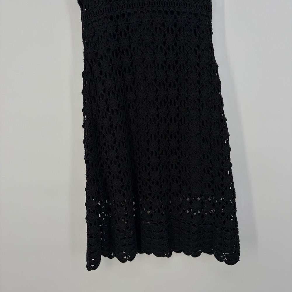 INC Silk Blend Crochet Knit Dress L Black Sleeveless Fairy Grunge Witchy Whimsig - Picture 11 of 12